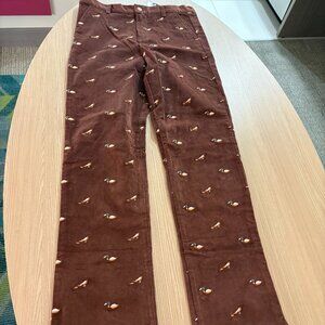 CPC Childrenswear Slim Gavin Pants 14 Fudgesicle Brown Corduroy Duck Embroidery